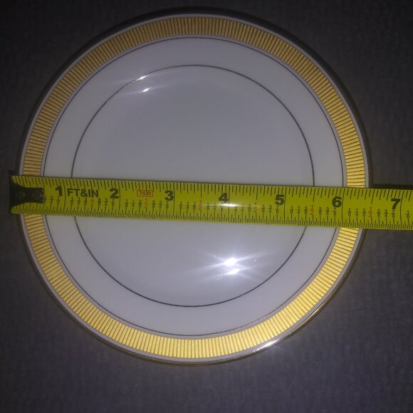 Fitz and Floyd Porcelain Plate and Mug Set Oak Park White Gold Trimmed Lot of 12 - Picture 5 of 16